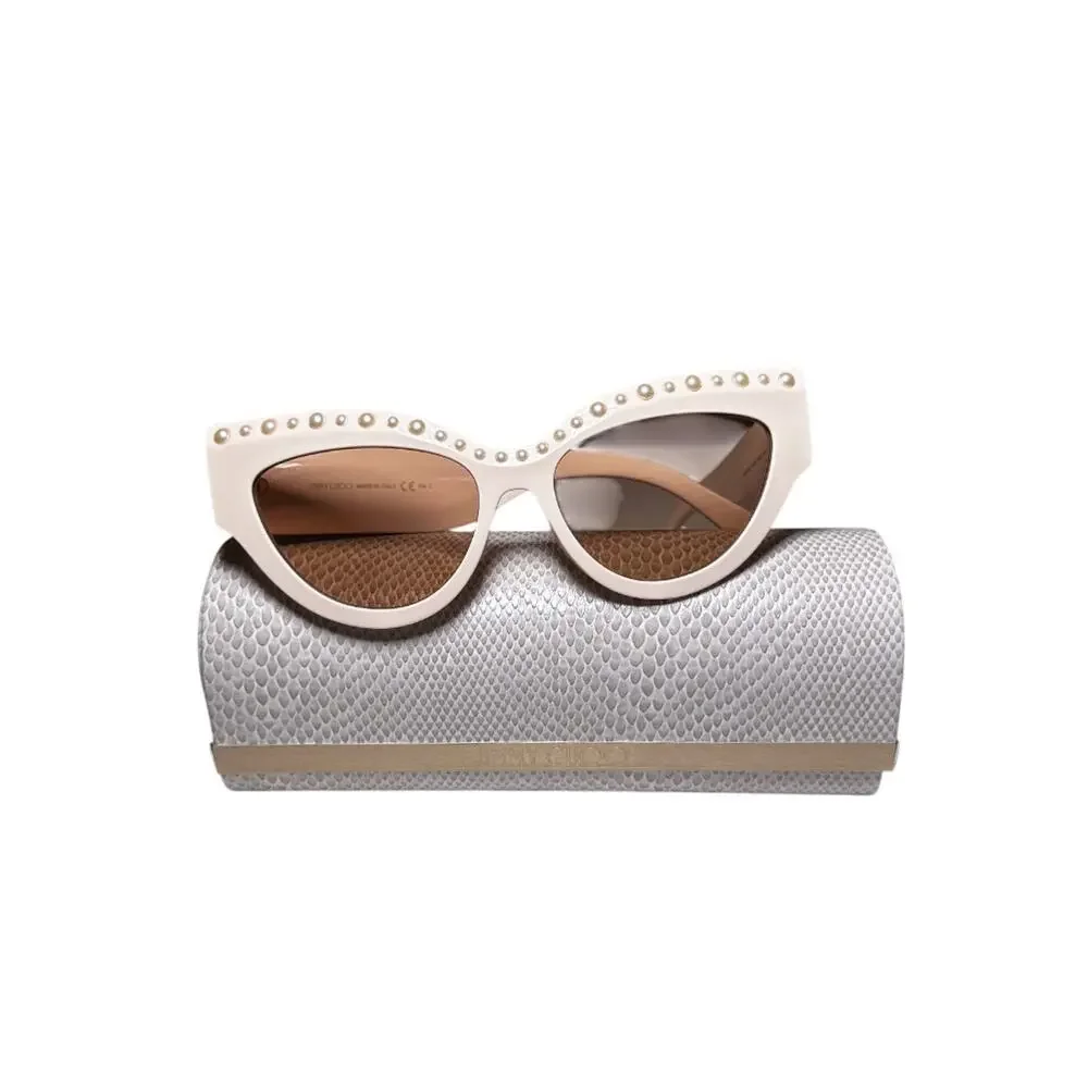 Jimmy Choo Sonja Light Pink Pearl Embellished Cat Eye Sunglasses 55-17-145